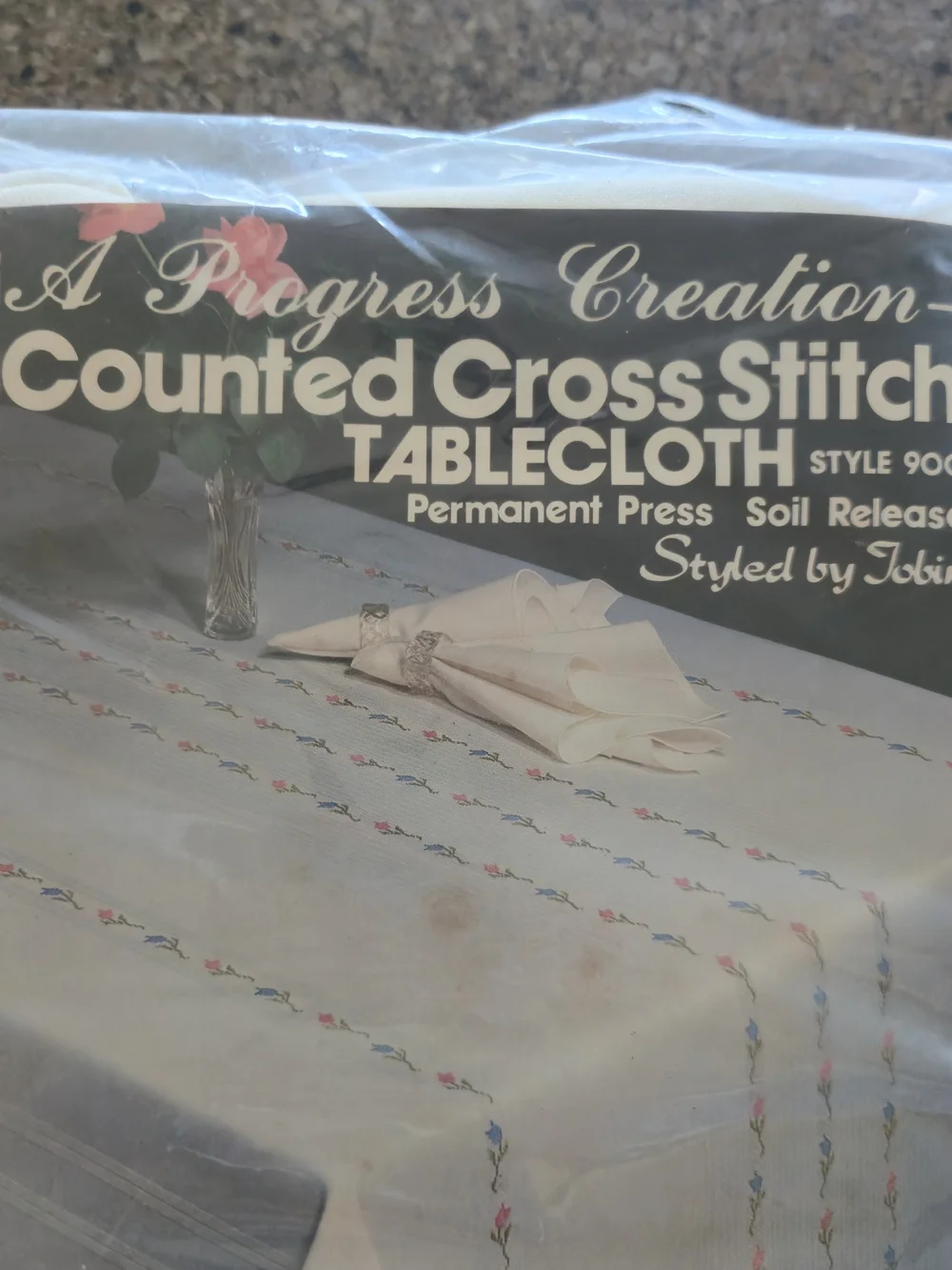 Vintage Progress Creation Cross Stitch Tablecloth Blank Kit 60x104
